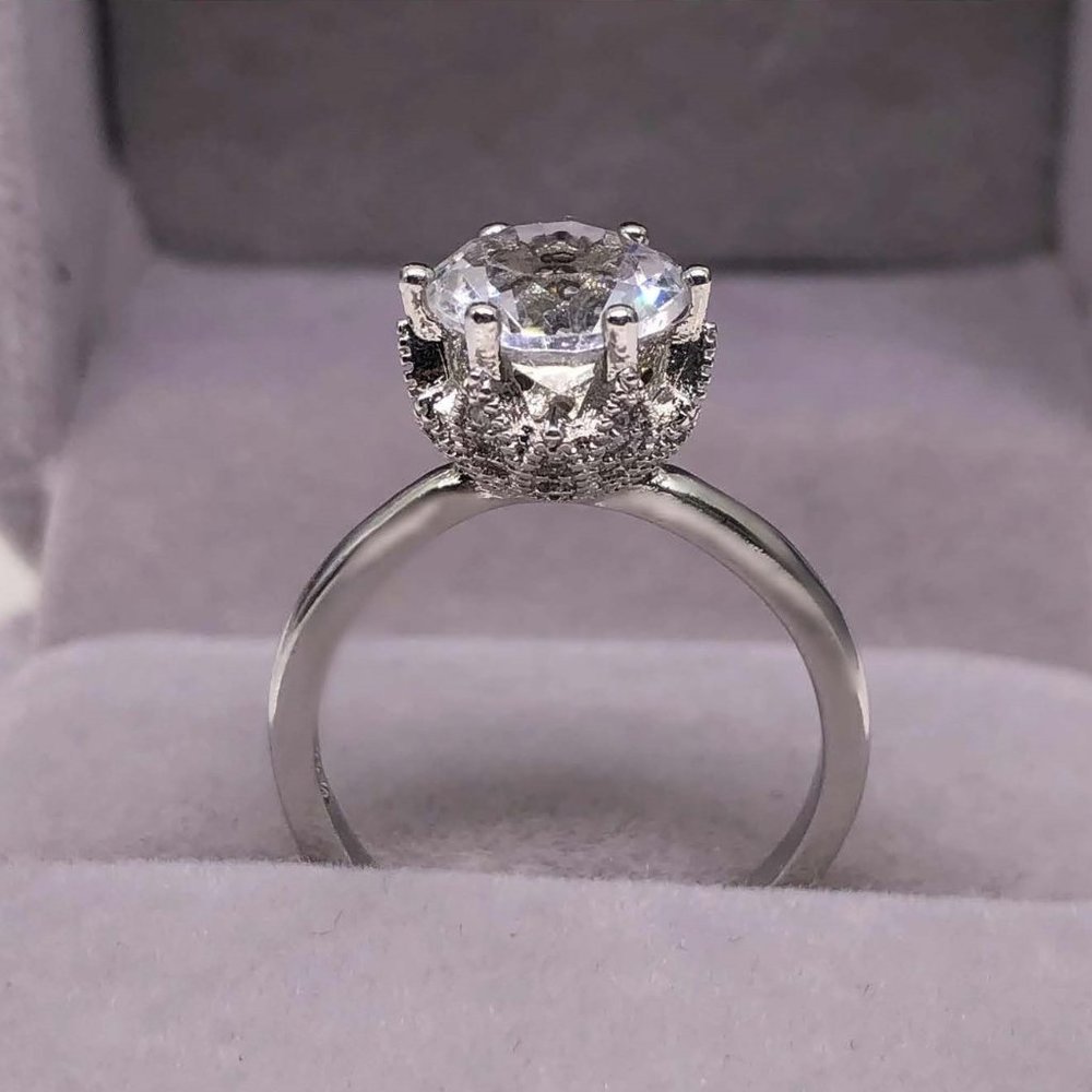 Kate 1ct White Topaz Ring 925 Sterling Silver - Picture 3 of 15